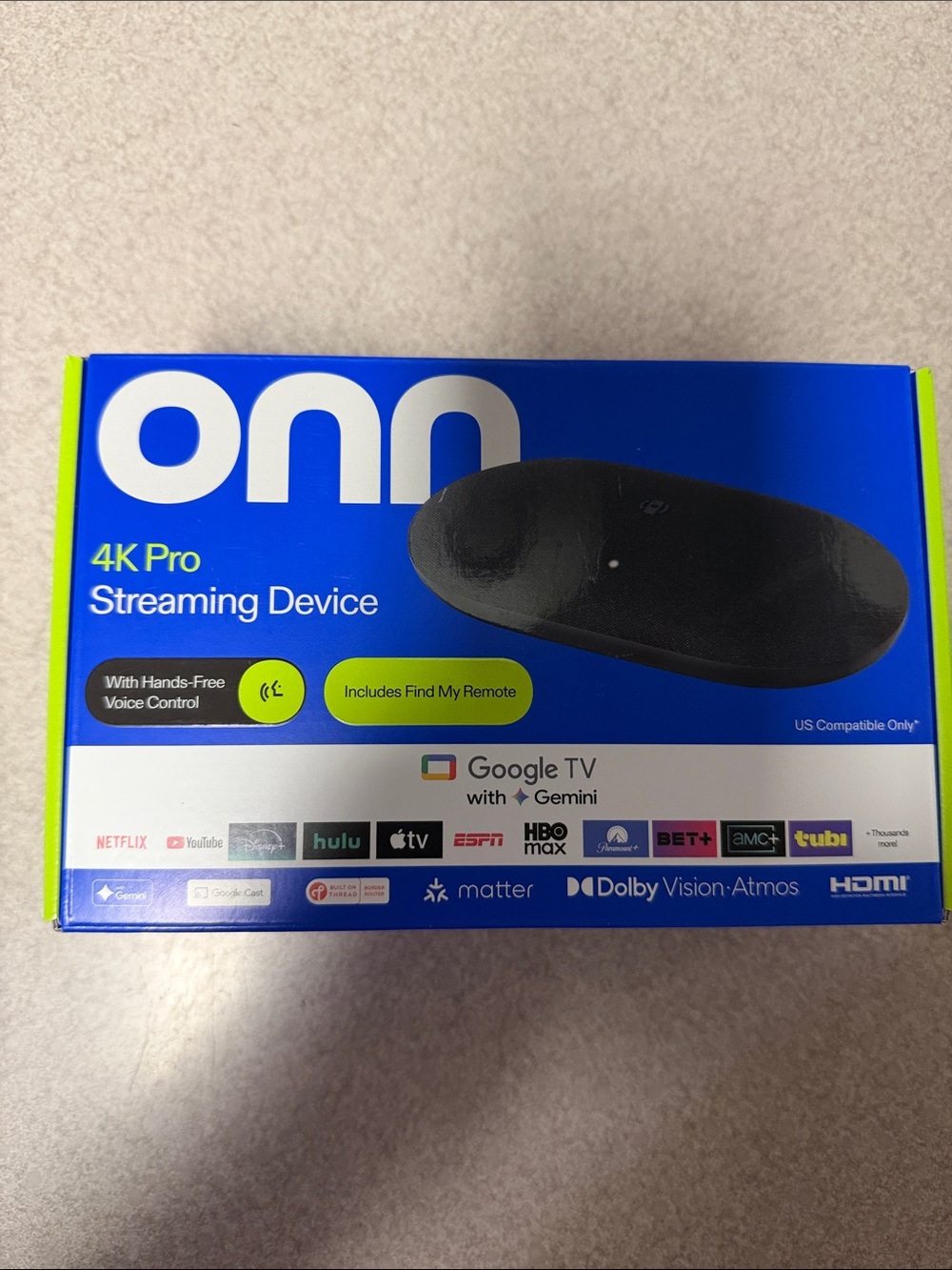 onn 4K Pro Streaming Device (Black) - Google TV